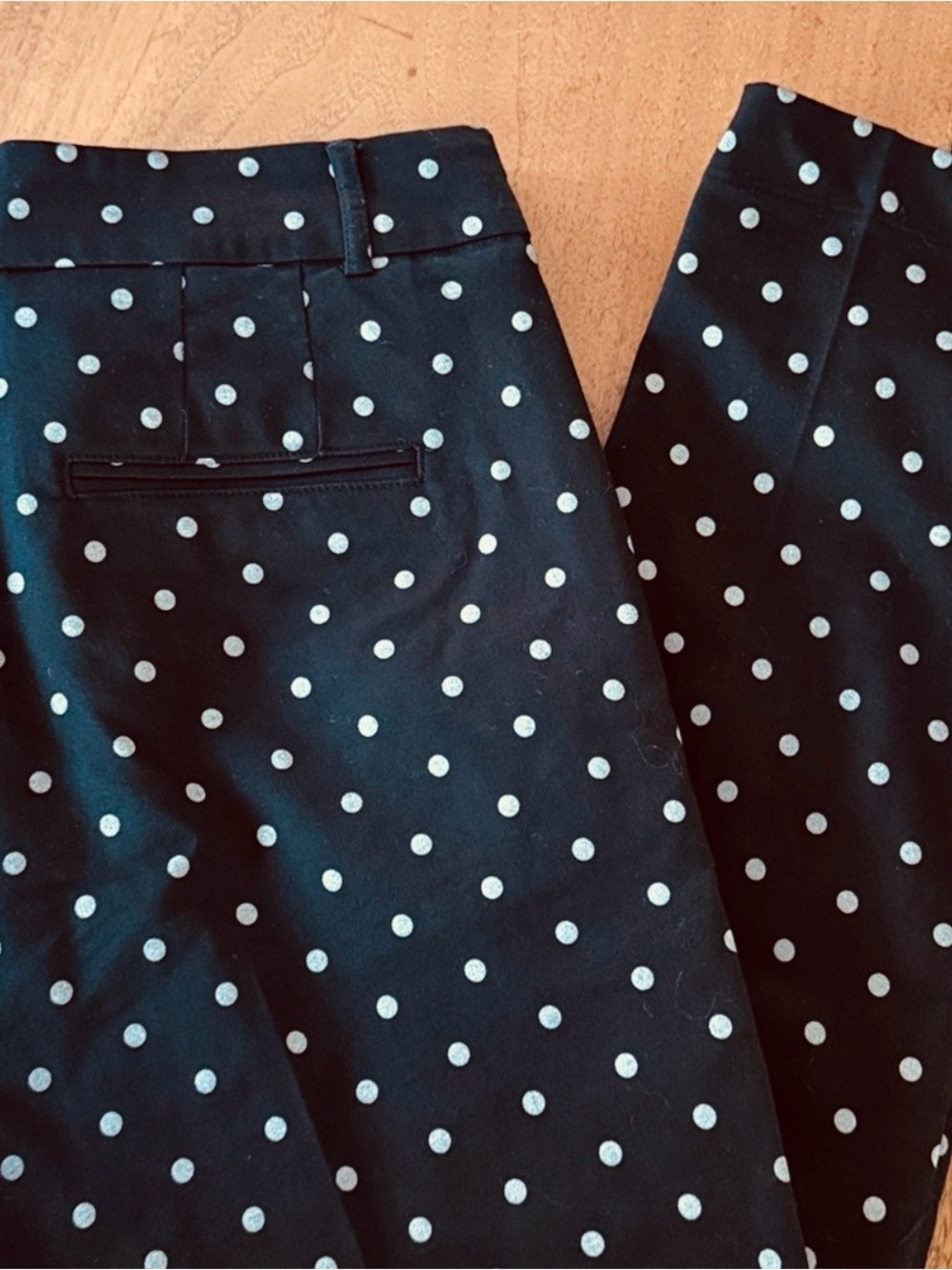 Masai Polka Dot Black & White Straight-Leg Pants, size Medium